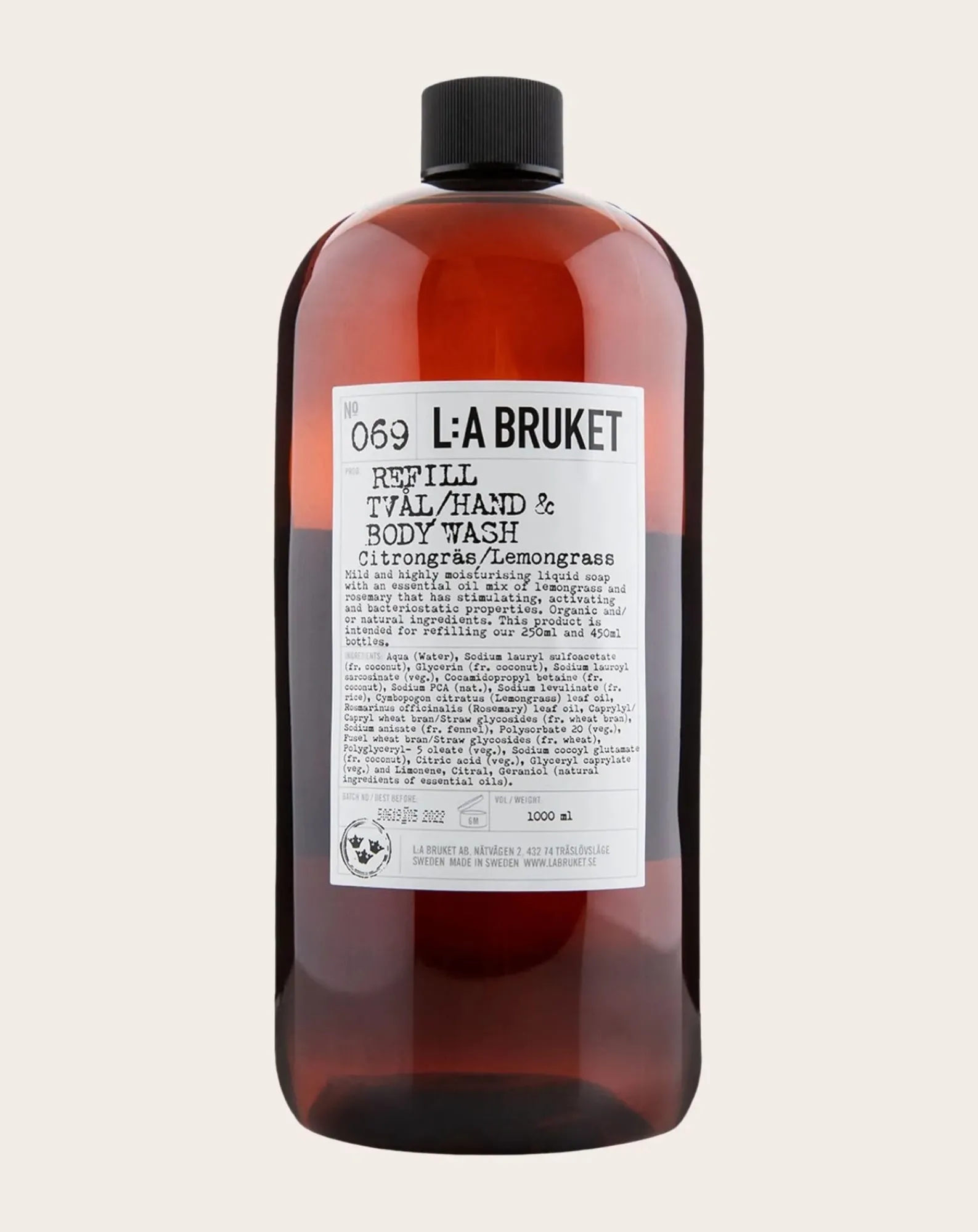 L:A BRUKET Soins Du Corps|Soins Du Corps-069 Refill Hand & Body Wash Lemongrass 1000 ml Non teinté