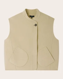 Soeur Vestes, Manteaux-Adeline Wool Sleeveless Jacket Craie