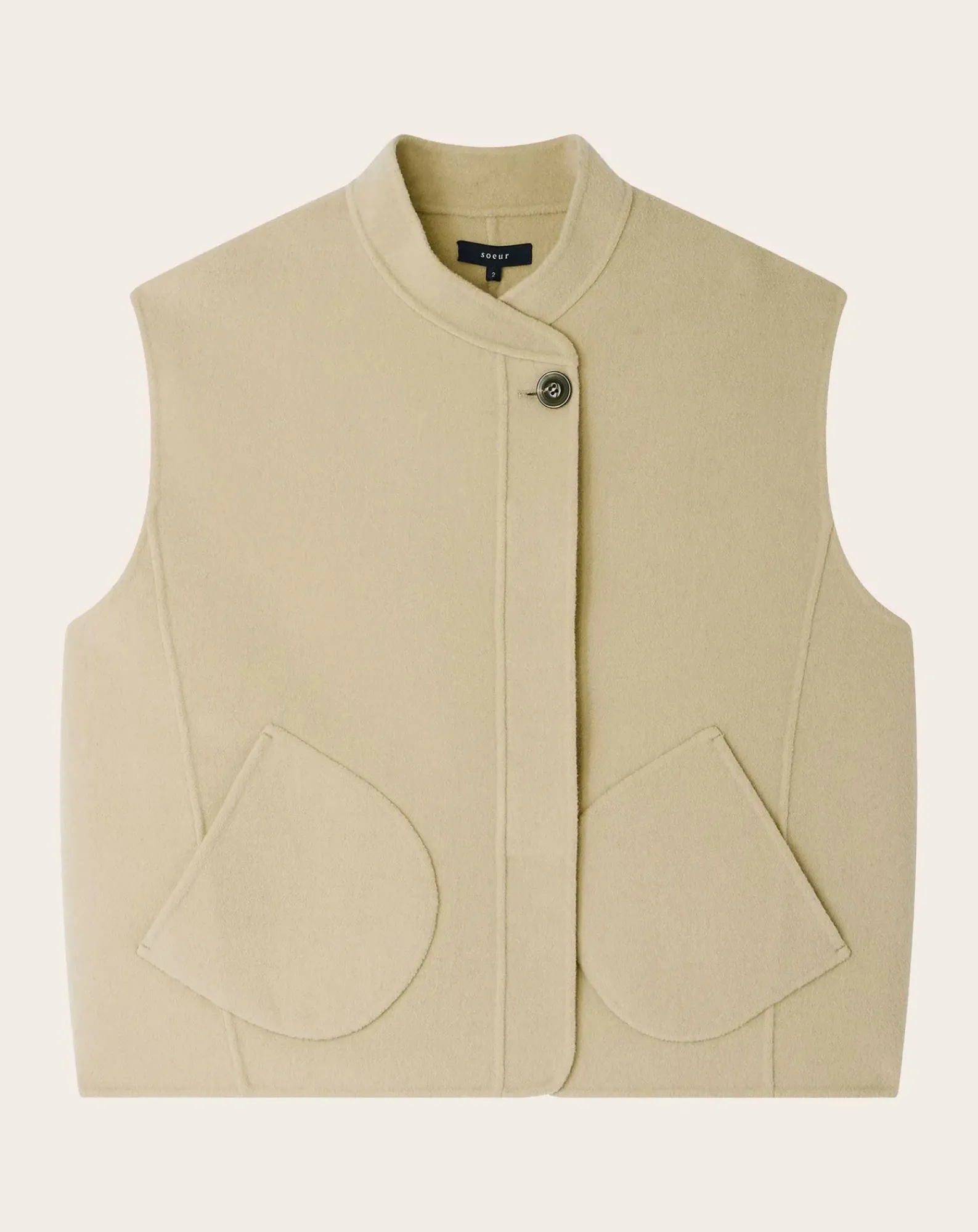 Soeur Vestes, Manteaux-Adeline Wool Sleeveless Jacket Craie