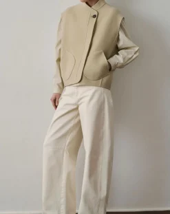Soeur Vestes, Manteaux-Adeline Wool Sleeveless Jacket Craie