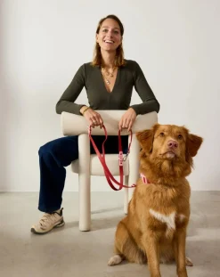 Approved by Fritz Accessoires Animaux-Adjustable dog leash Rouge cerise