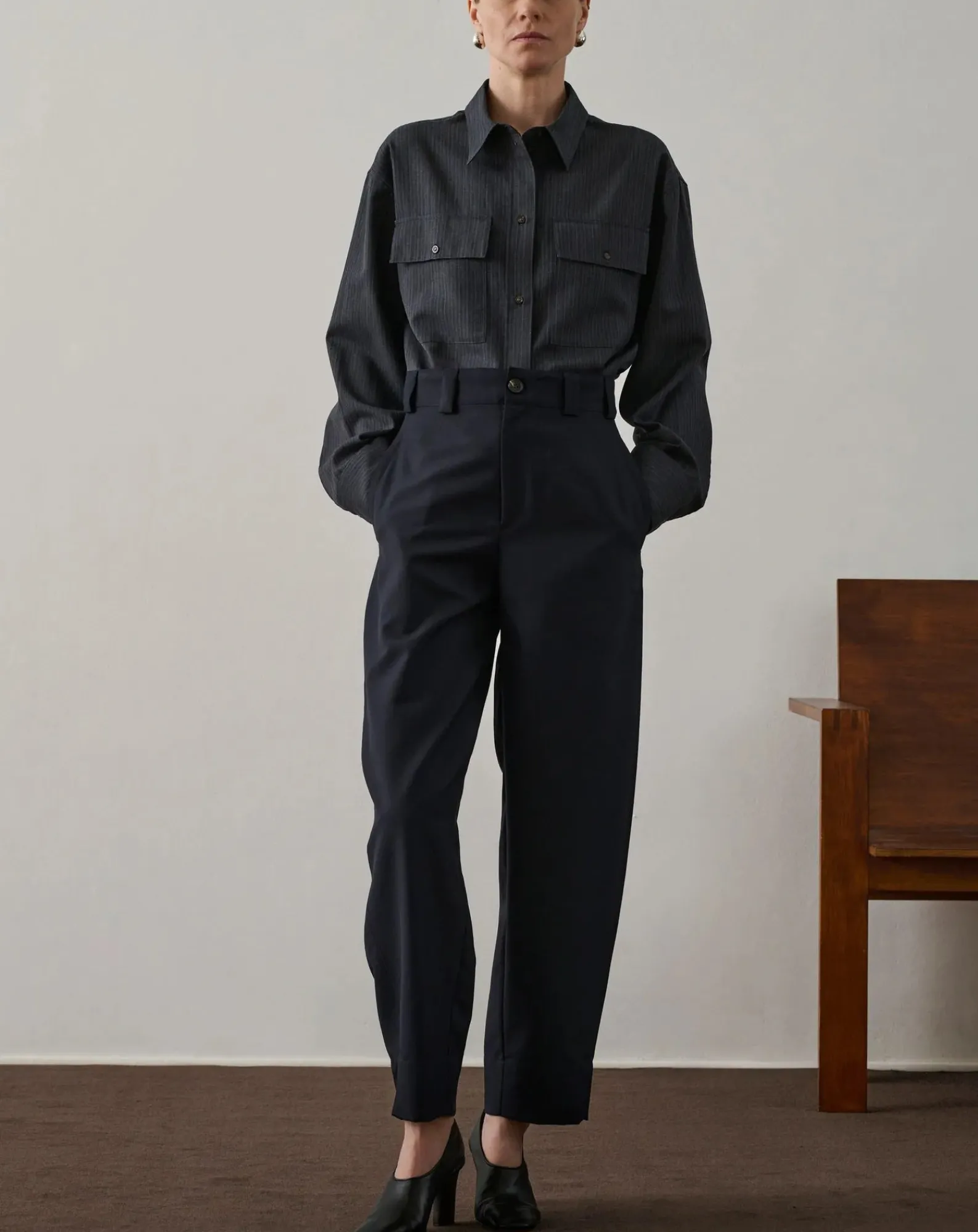 Soeur Pantalons, Jeans-Alouette Virgin Wool Trousers Bleu marine