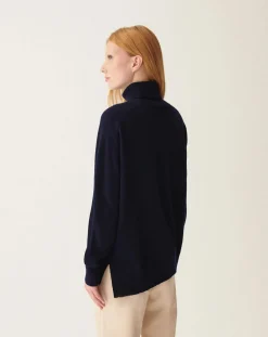 Bompard Pulls, Gilets-Ample Cashmere Roll Neck Sweater Bleu marine