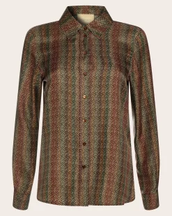 Momoni Blouses, Chemises-Arles Printed Silk Shirt Marron