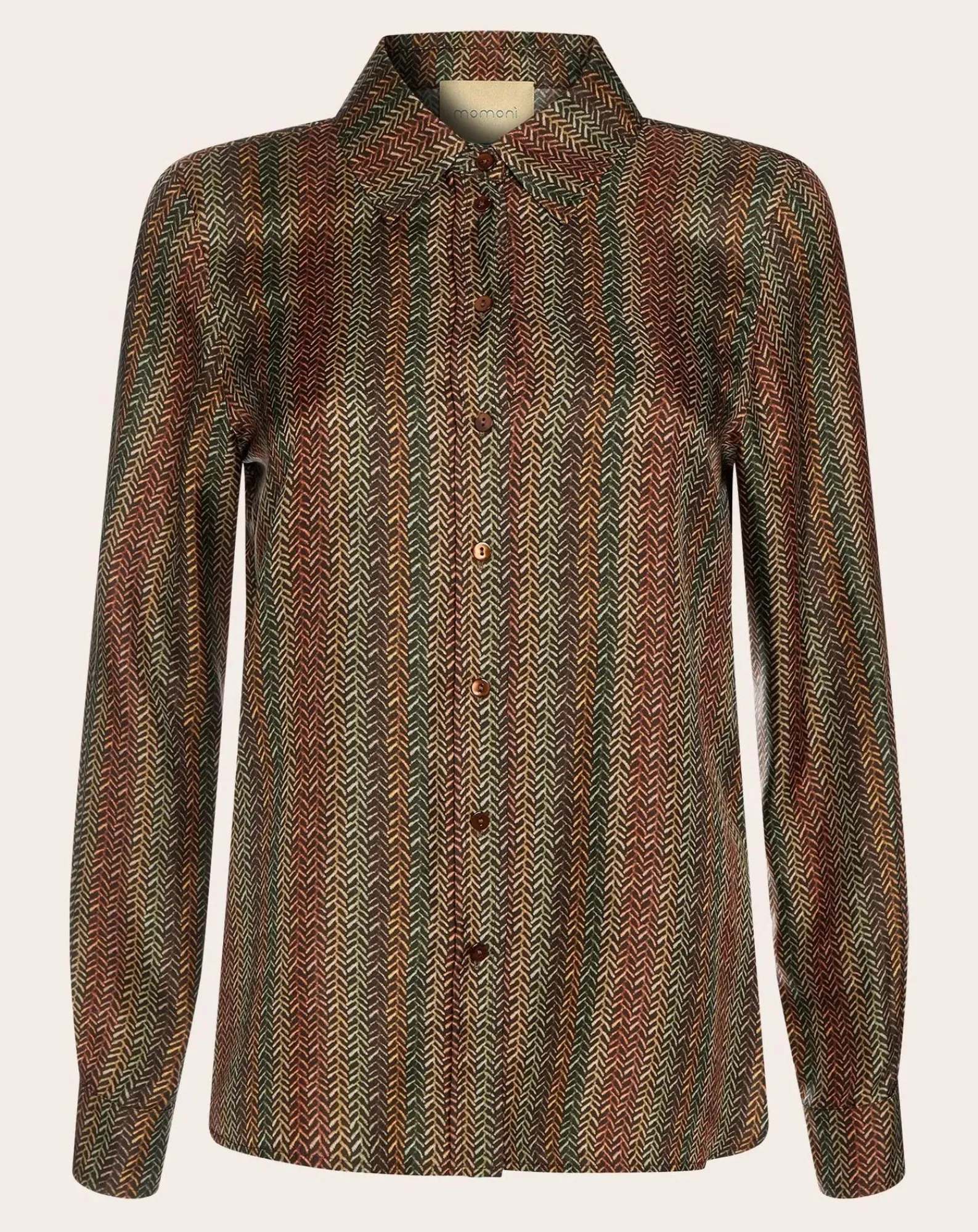 Momoni Blouses, Chemises-Arles Printed Silk Shirt Marron