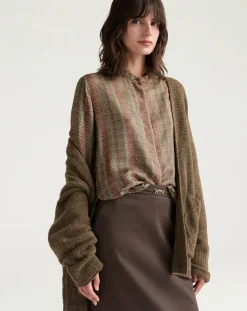 Momoni Blouses, Chemises-Arles Printed Silk Shirt Marron
