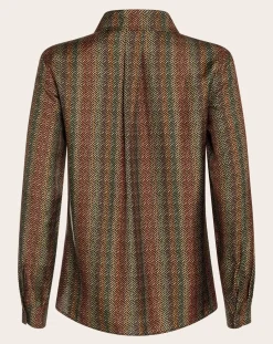 Momoni Blouses, Chemises-Arles Printed Silk Shirt Marron
