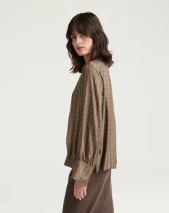 Momoni Blouses, Chemises-Arles Printed Silk Shirt Marron