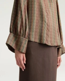 Momoni Blouses, Chemises-Arles Printed Silk Shirt Marron