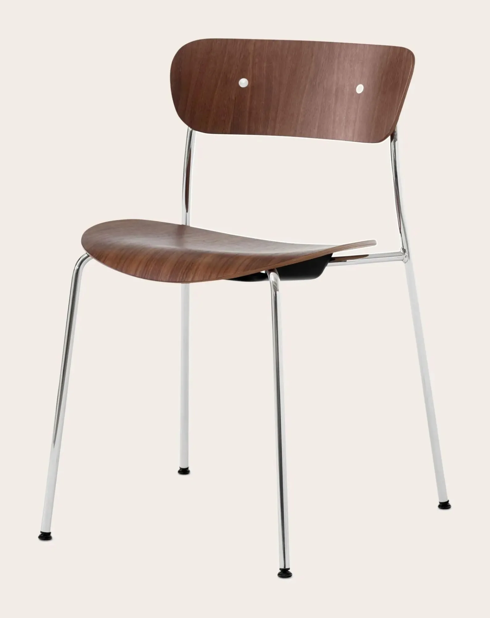 & Tradition Chaises, Tabourets-AV1 Pavilion Chairs, Chrome Frame - Set of 2 Noyer