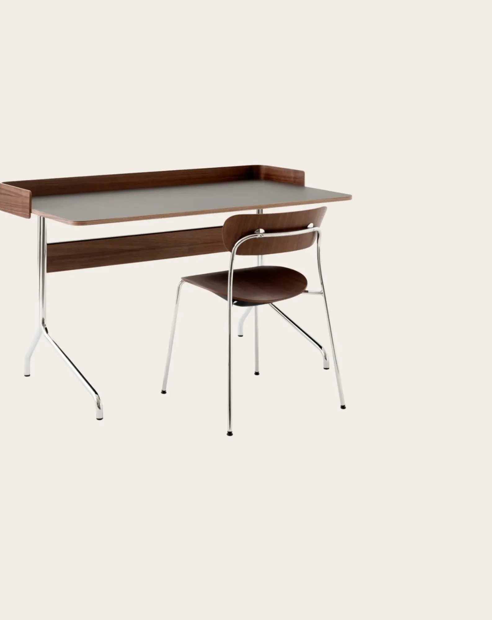 & Tradition Chaises, Tabourets-AV1 Pavilion Chairs, Chrome Frame - Set of 2 Noyer