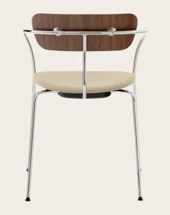 & Tradition Chaises, Tabourets-AV4 Pavilion Chairs with Armrests, Chrome Frame Noyer