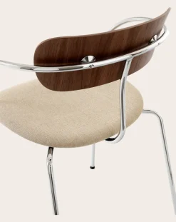 & Tradition Chaises, Tabourets-AV4 Pavilion Chairs with Armrests, Chrome Frame Noyer