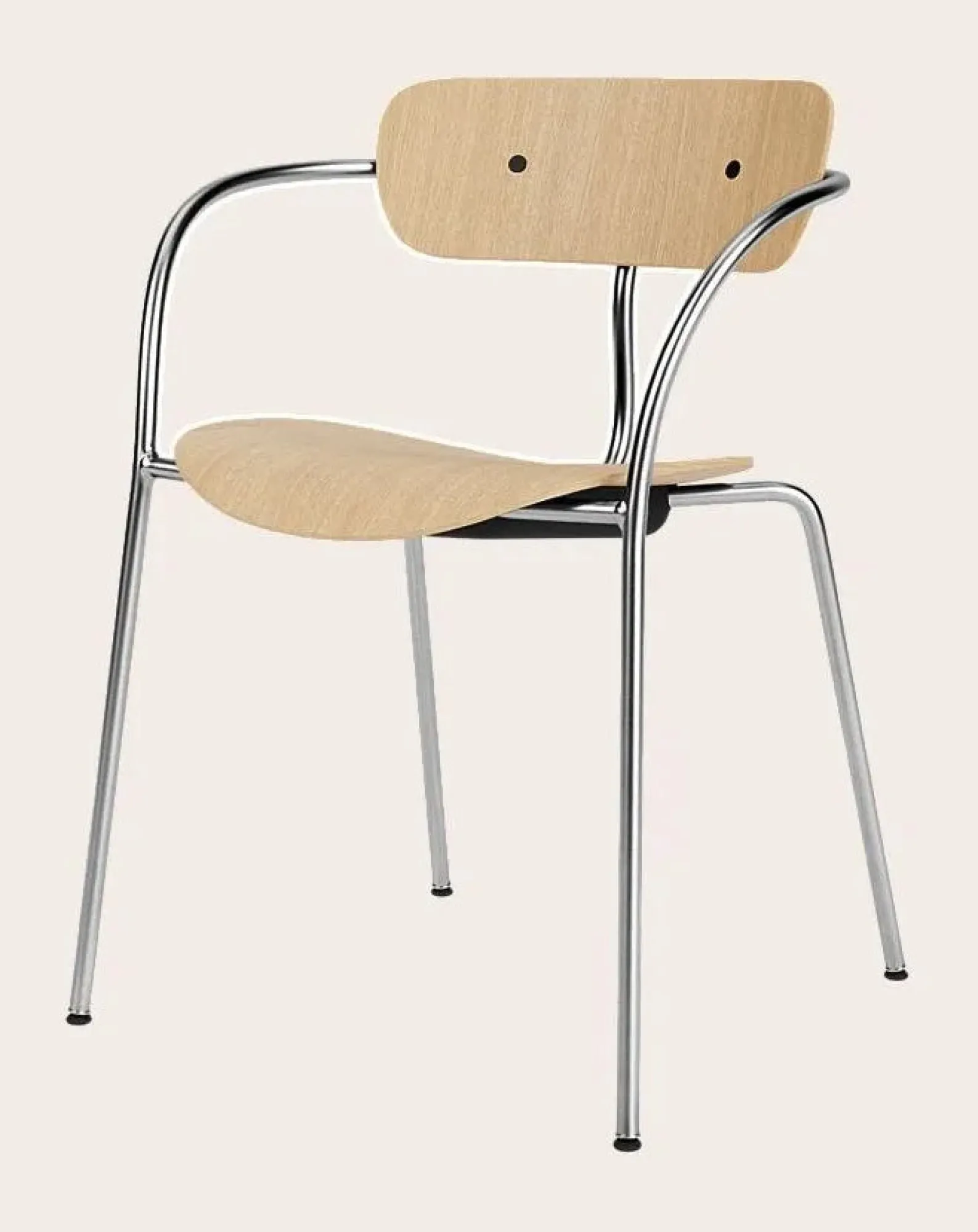 & Tradition Chaises, Tabourets-AV2 Pavilion Chairs with Armrests, Chrome Frame - Set of 2 Chêne