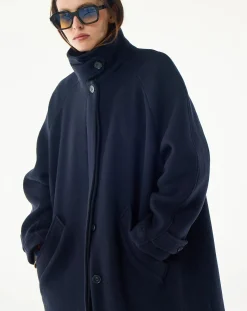 BELLEPIECE Vestes, Manteaux-Avedon Virgin Wool Coat Bleu nuit