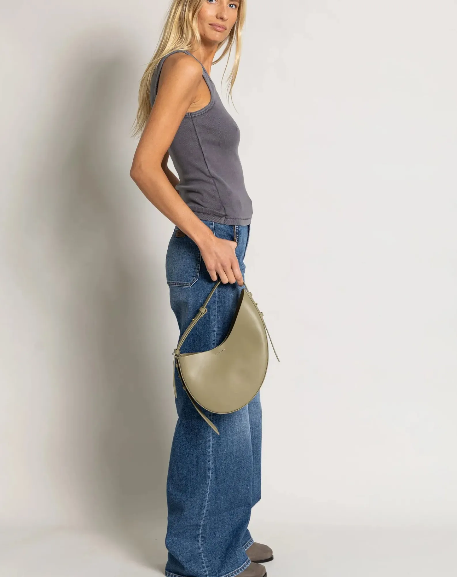 Smallable Woman Tee-Shirts, Tops-Ayla Organic Cotton Rib Tank Top Gris charbon