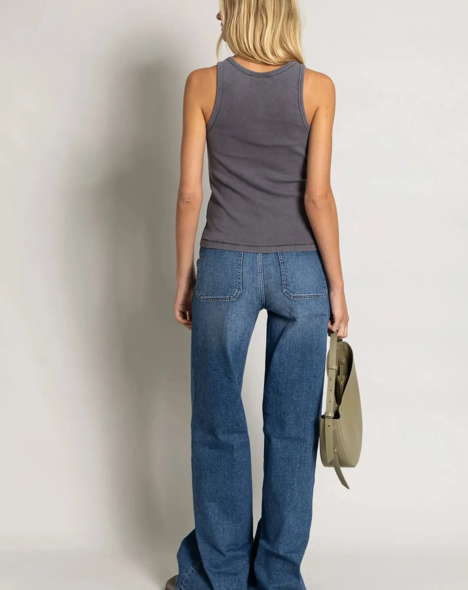 Smallable Woman Tee-Shirts, Tops-Ayla Organic Cotton Rib Tank Top Gris charbon