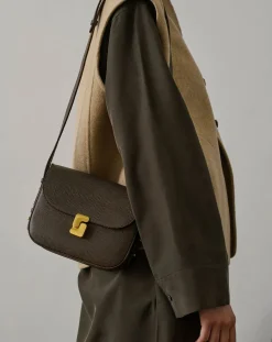 Soeur Sacs À Bandoulière-Bellissima Mini Lizard Embossed Grainy Leather Bag Vert olive