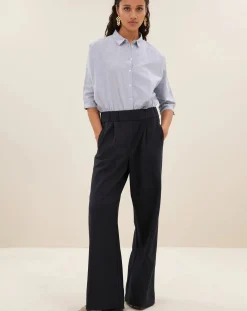 By Bar Pantalons, Jeans-Benji Striped Pants Bleu foncé