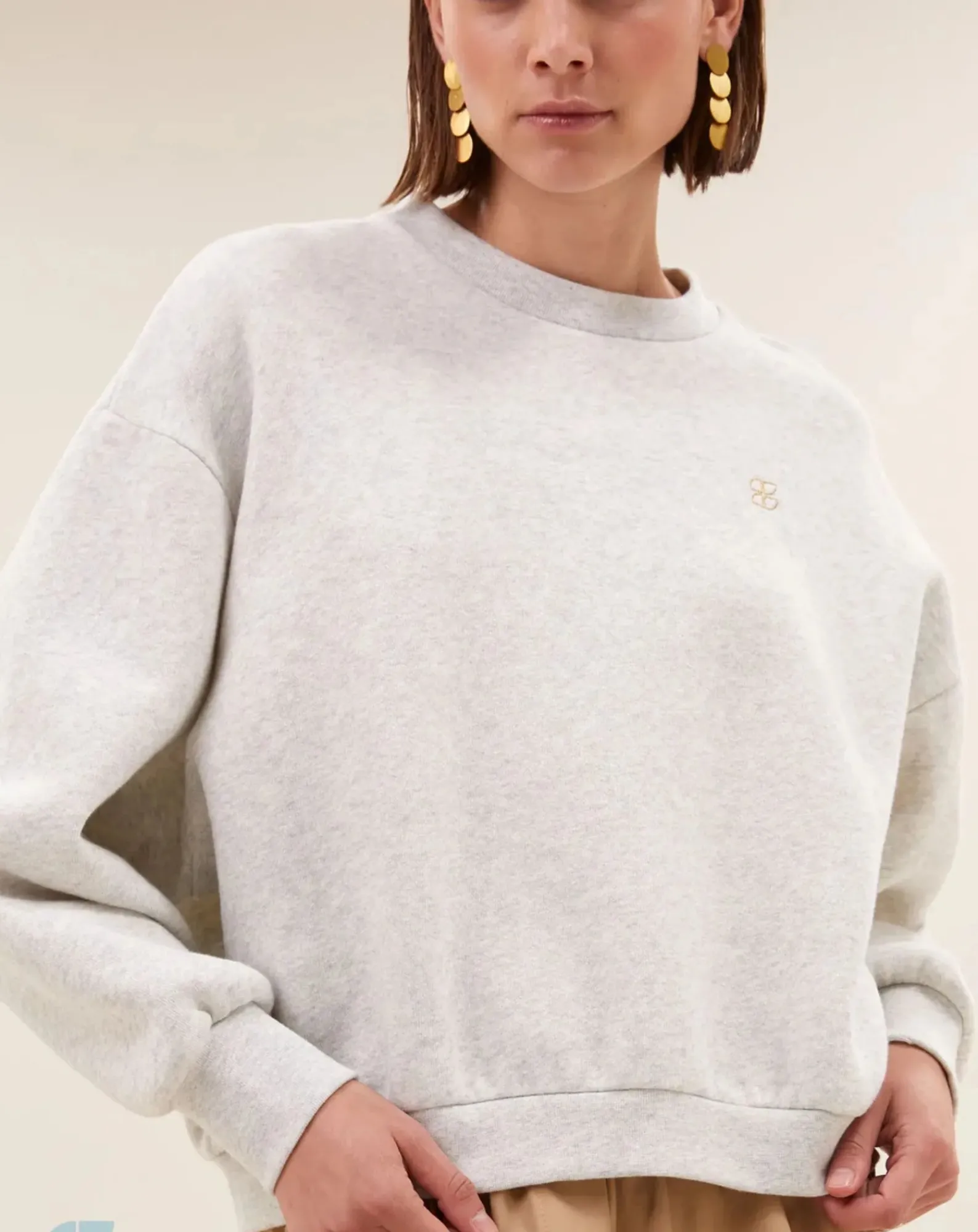 By Bar Pulls, Gilets-Bibi Logo sweatshirt Gris chiné