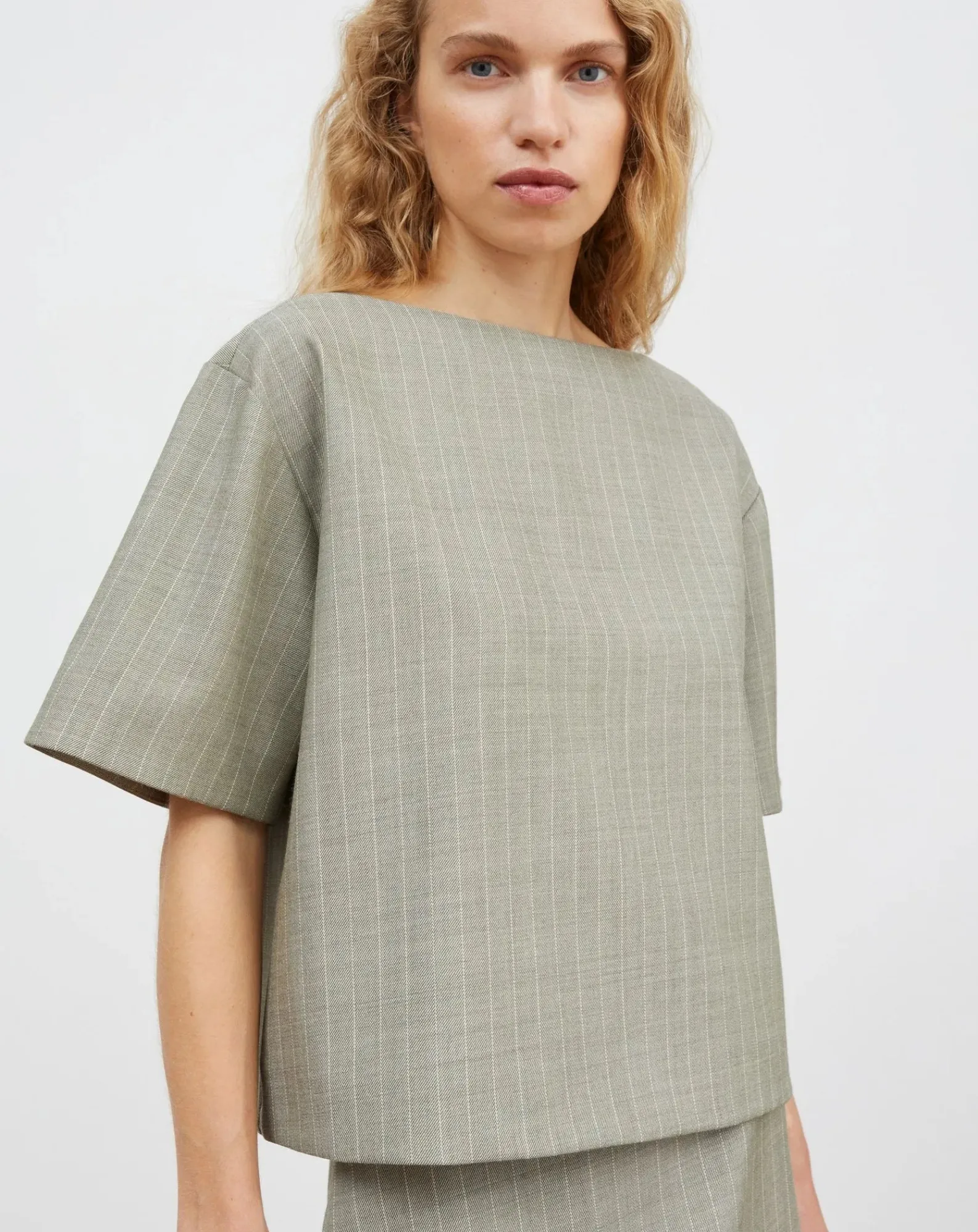 Skall Studio Blouses, Chemises-Blond Striped Wool Blouse Gris clair