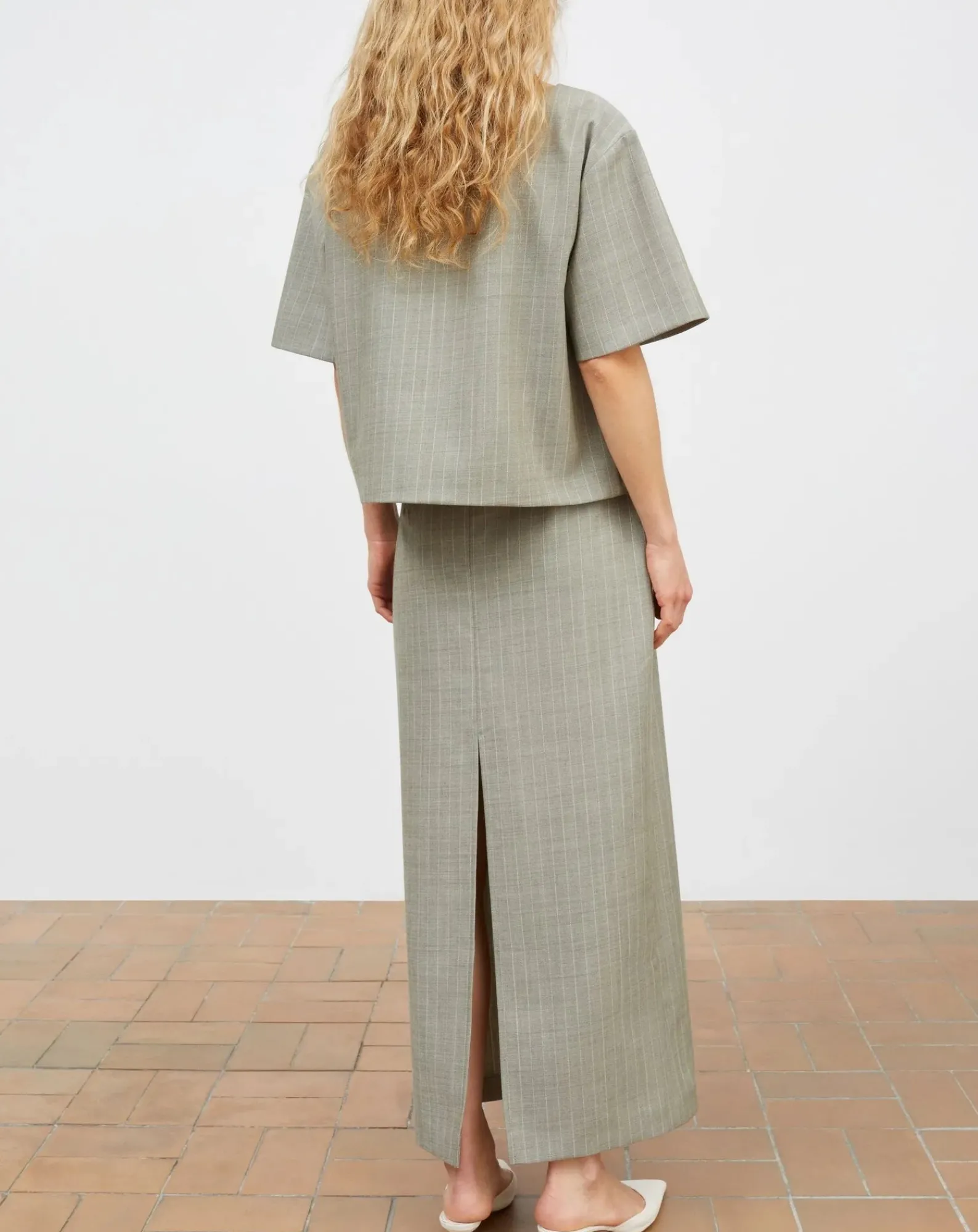 Skall Studio Blouses, Chemises-Blond Striped Wool Blouse Gris clair