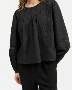 Skall Studio Blouses, Chemises-Blouse Leaf Buttoned Organic Cotton Noir