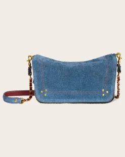 Jérôme Dreyfuss Sacs À Bandoulière-Bobi S bag Velvet crust Bleu jean