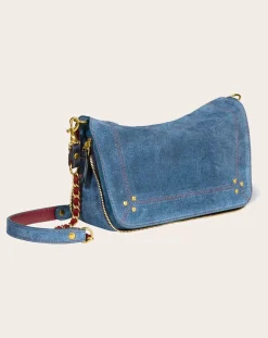 Jérôme Dreyfuss Sacs À Bandoulière-Bobi S bag Velvet crust Bleu jean