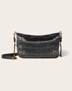 Jérôme Dreyfuss Sacs À Bandoulière-Bobi S Croco Print Leather Bag Noir