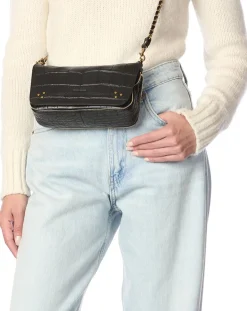Jérôme Dreyfuss Sacs À Bandoulière-Bobi S Croco Print Leather Bag Noir