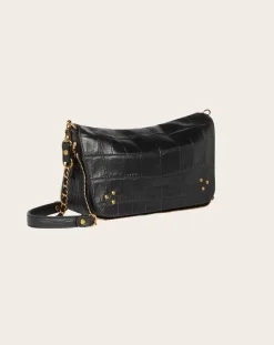 Jérôme Dreyfuss Sacs À Bandoulière-Bobi S Croco Print Leather Bag Noir