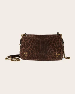 Jérôme Dreyfuss Sacs À Bandoulière-Bobi Velvet Leopard Bag Marron