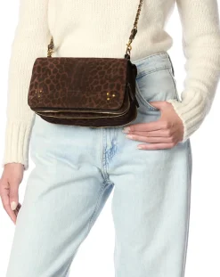 Jérôme Dreyfuss Sacs À Bandoulière-Bobi Velvet Leopard Bag Marron