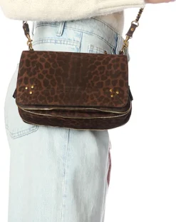 Jérôme Dreyfuss Sacs À Bandoulière-Bobi Velvet Leopard Bag Marron