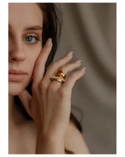 Misho Bagues-Bora Bora Layering Rings Doré