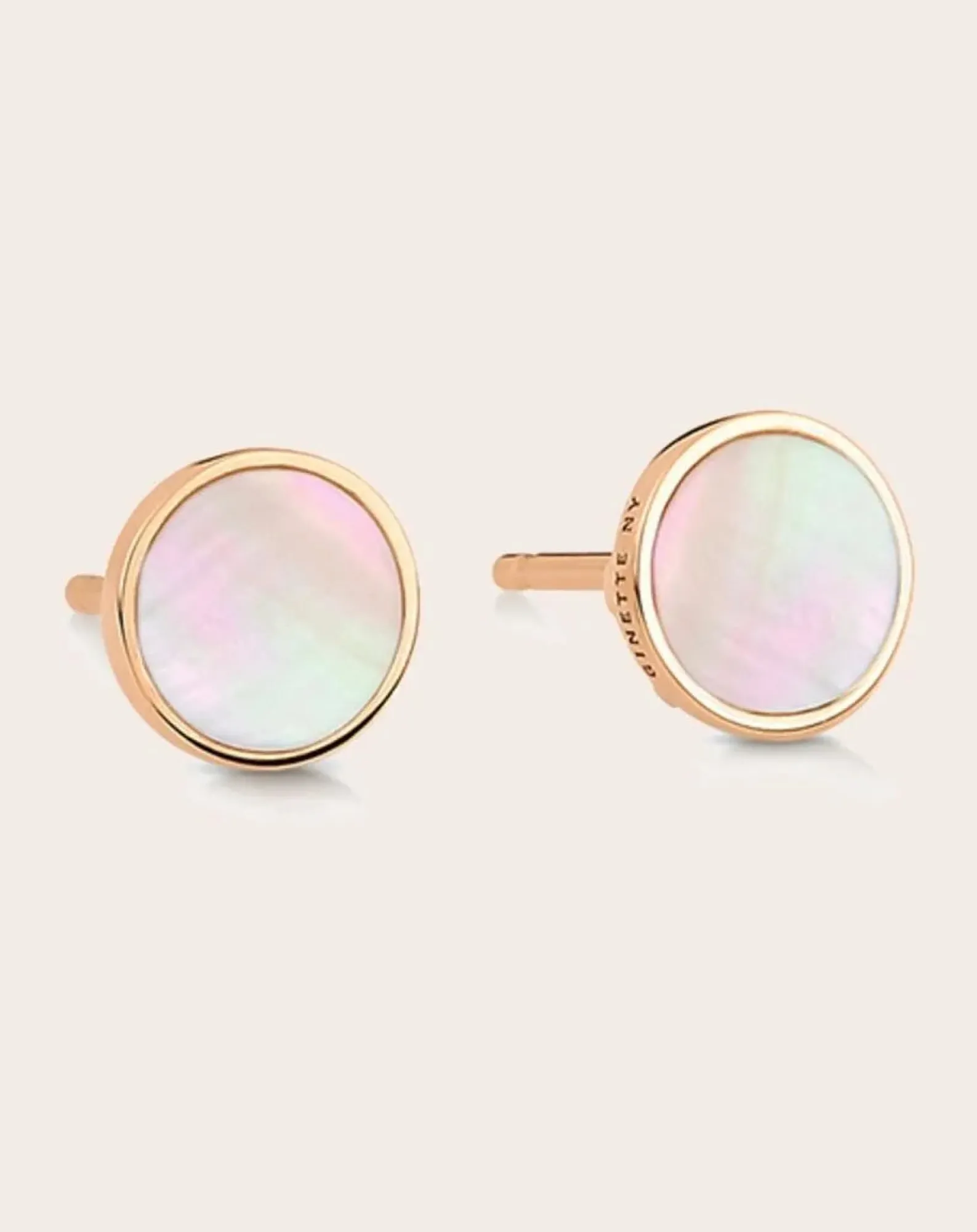 Ginette NY Boucles D'Oreilles-Boucles d'Oreilles Disc Ever Nacre Rose