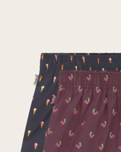 Pockies Chaussettes, Sous-Vêtements-Boxers Icecream/Cherry Pack 2 Organic Cotton Rouge