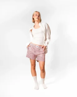 Pockies Chaussettes, Sous-Vêtements-Boyfriend Striped Organic Cotton Boxers Rose