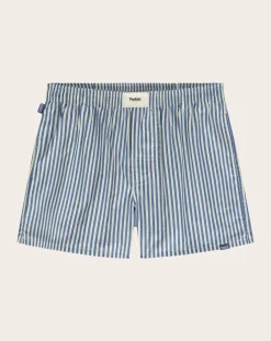 Pockies Chaussettes, Sous-Vêtements-Boyfriend Striped Organic Cotton Boxers Bleu