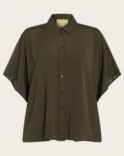 Momoni Blouses, Chemises-Brooklin Metallic Shirt Vert foncé
