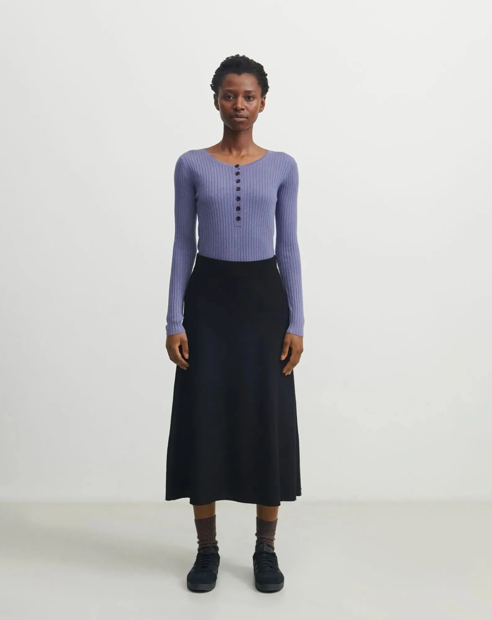 FUB Pulls, Gilets-Buttoned Merino Wool Sweater - Women's Collection Violet