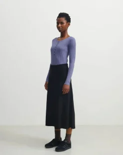 FUB Pulls, Gilets-Buttoned Merino Wool Sweater - Women's Collection Violet