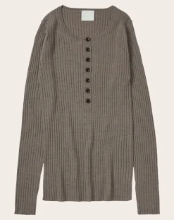 FUB Pulls, Gilets-Buttoned Merino Wool Sweater - Women's Collection Noisette