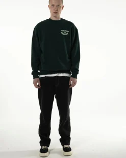 Goodies Sportive Sweats-Caesar green round-neck sweatshirt in organic cotton Vert