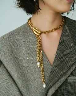 Perrine Taverniti Colliers-Cambronne Pearl Necklace Doré