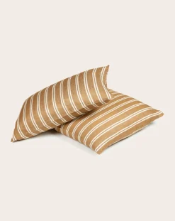 Libeco Linge De Lit-Canal Stripe Linen Pillowcase Bronze