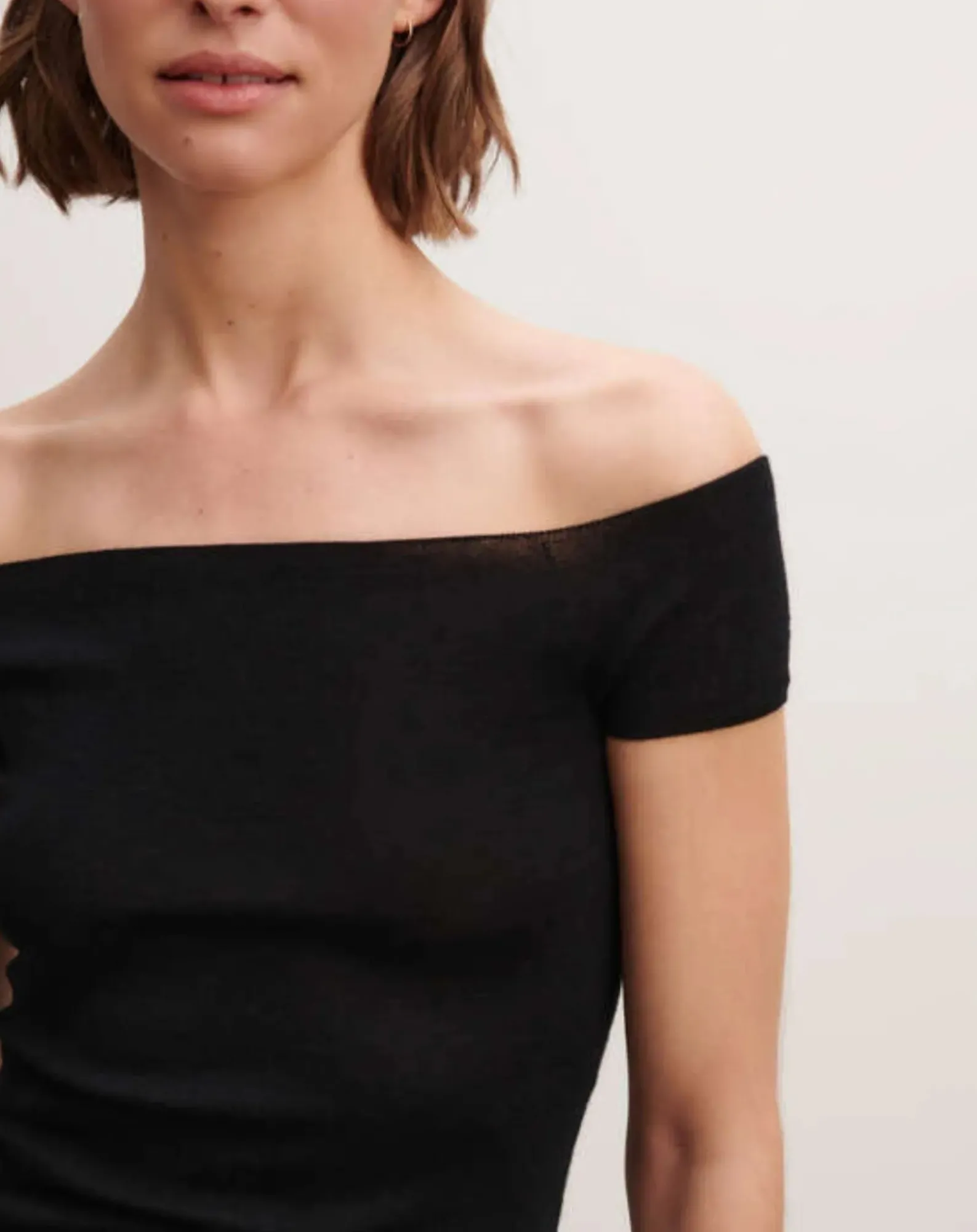 Bompard Tee-Shirts, Tops-Cashmere and Silk Bardot Collar Knit Top Noir