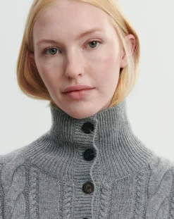 Bompard Pulls, Gilets-Cashmere Buttoned Twisted Plastron Gris