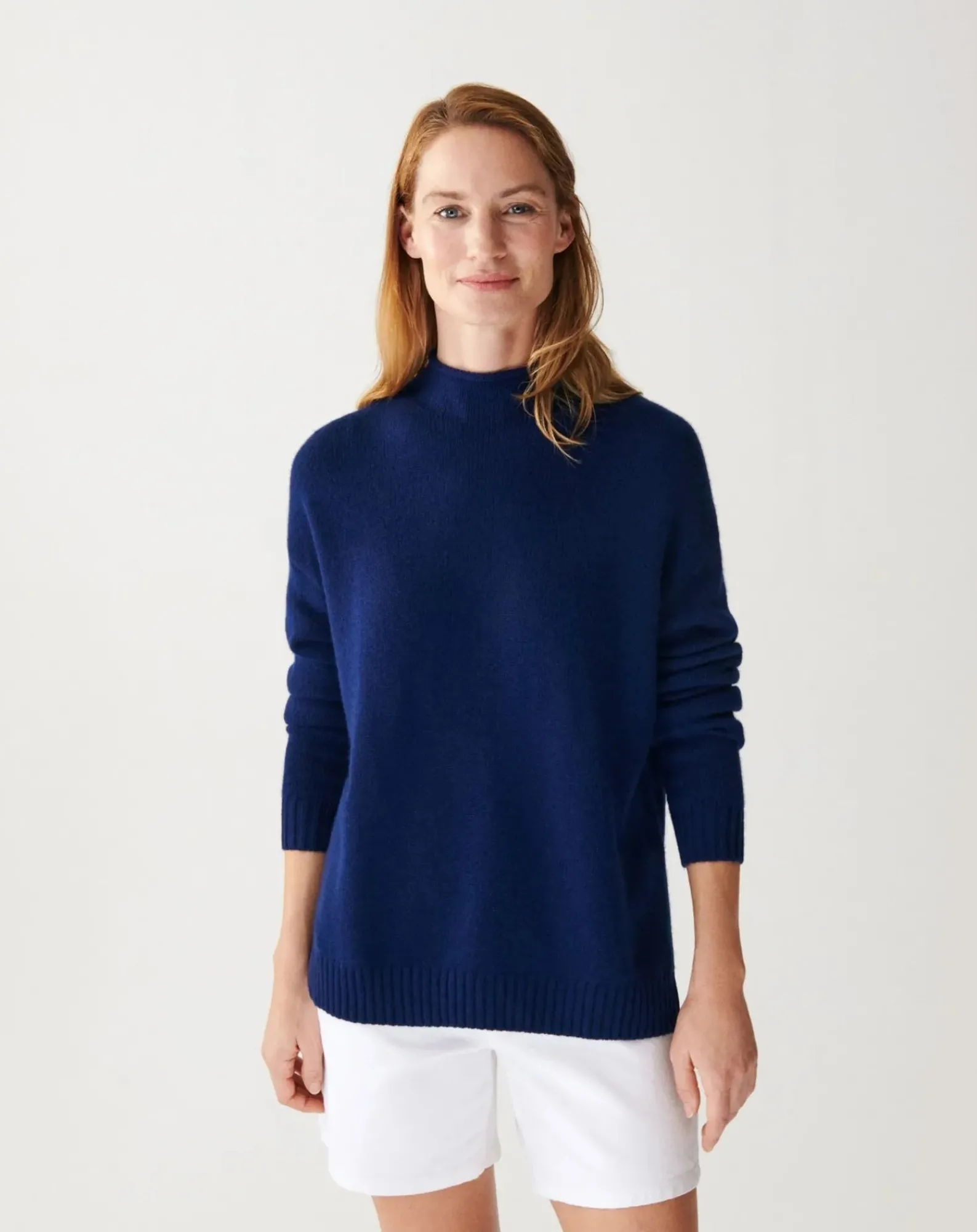 Bompard Pulls, Gilets-Cashmere High Neck Sweater Bleu marine